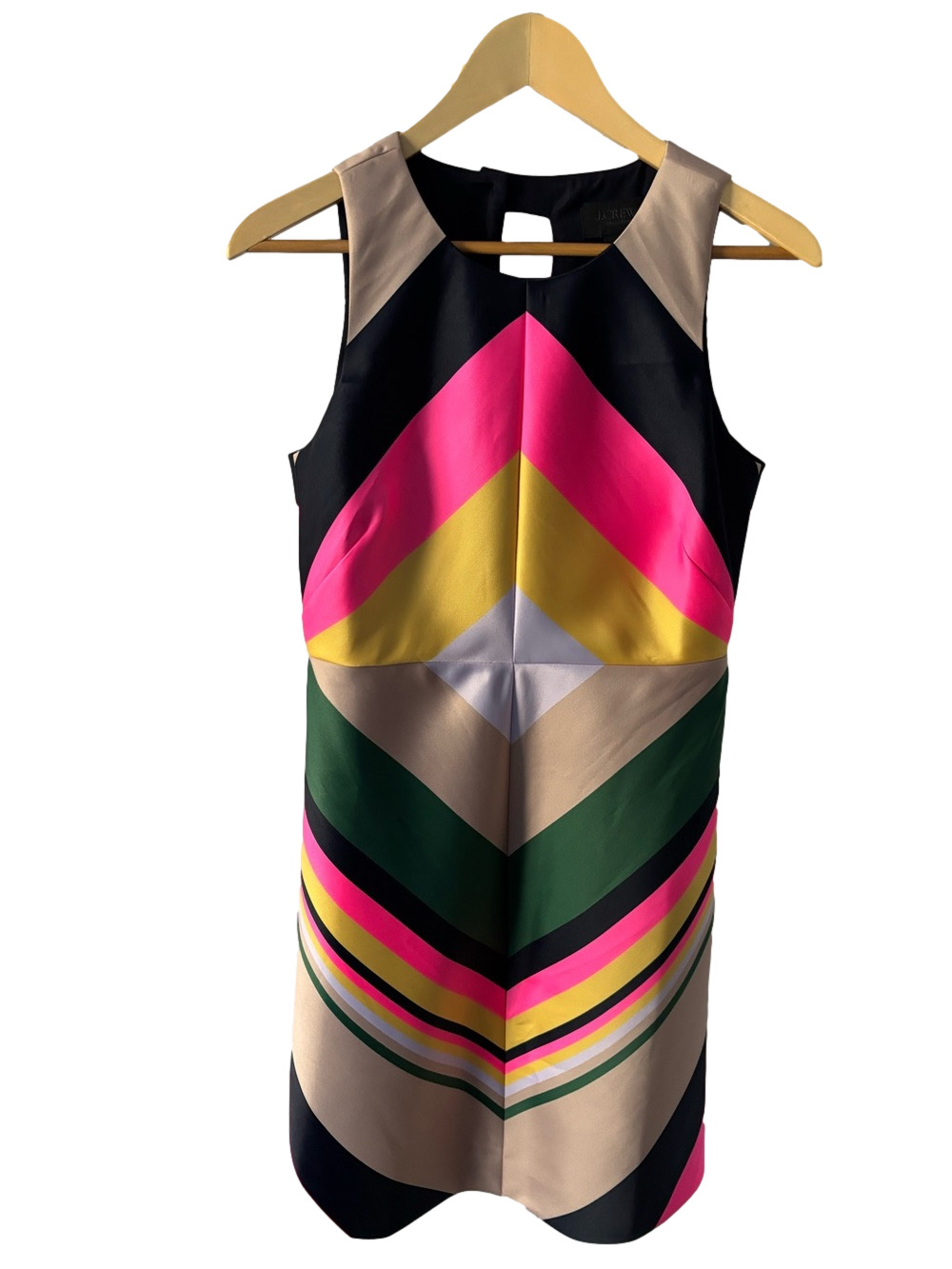 J. Crew Collection POP-STRIPE Sleeveless Vibrant Sheath Dress 4 Chevron Lined
